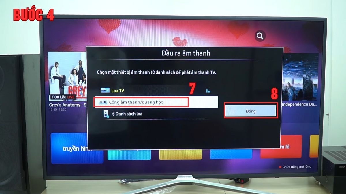 Kết nối amply với tivi Samsung bằng cổng Optical