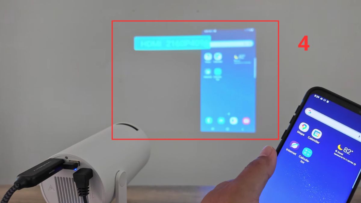 Cách kết nối điện thoại Android với máy chiếu qua HDMI bước 4