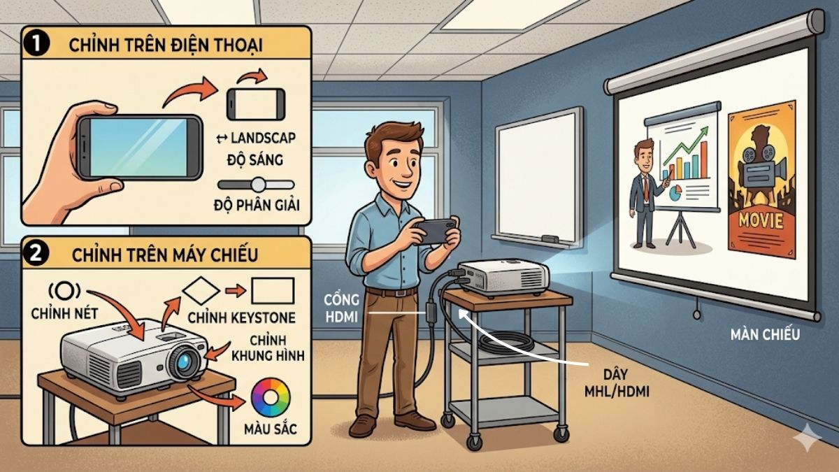 Cách chỉnh hiển thị sau khi kết nối HDMI
