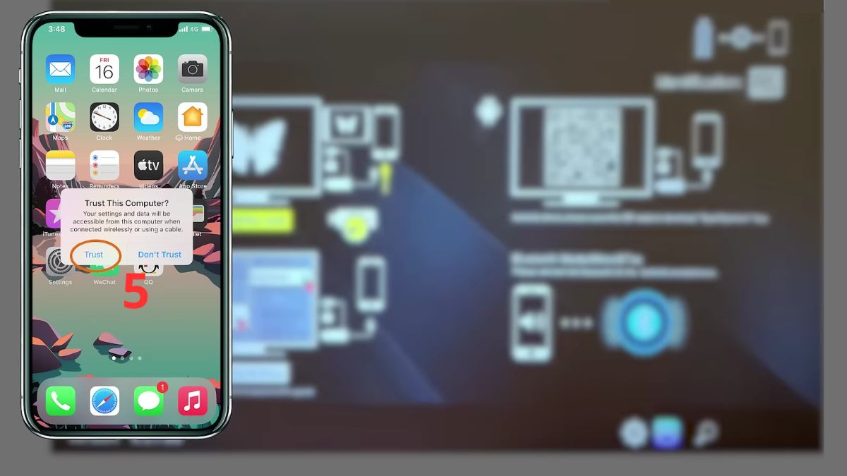 Cách kết nối điện thoại iPhone với máy chiếu qua HDMI bước 4