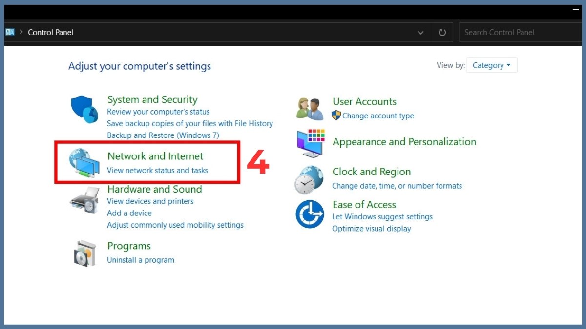 Cách kết nối hai máy tính với nhau qua mạng LAN bước 1