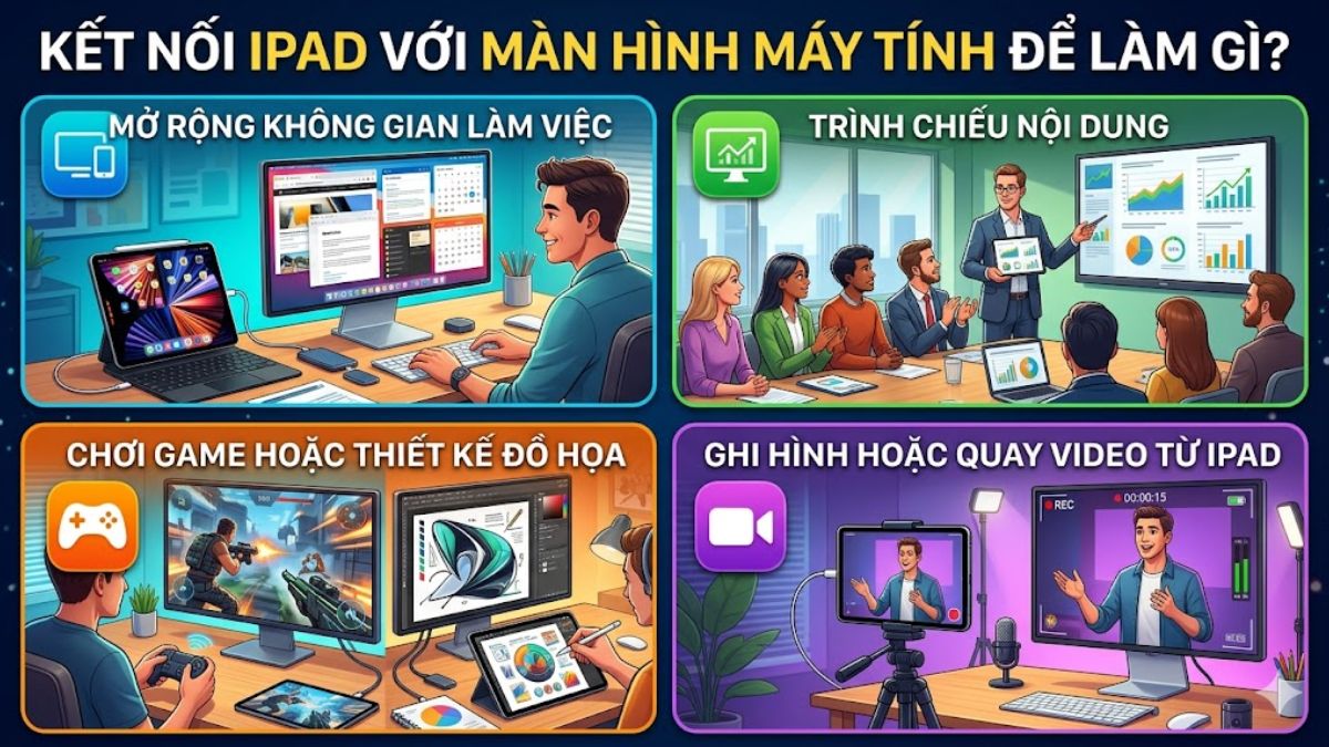Kết nối iPad với màn hình máy tính để làm gì?