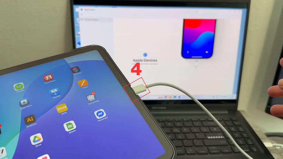 Cách kết nối iPad với máy tính bằng cáp USB