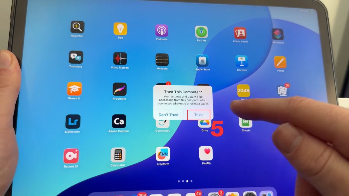 Cách kết nối iPad với máy tính bằng cáp USB