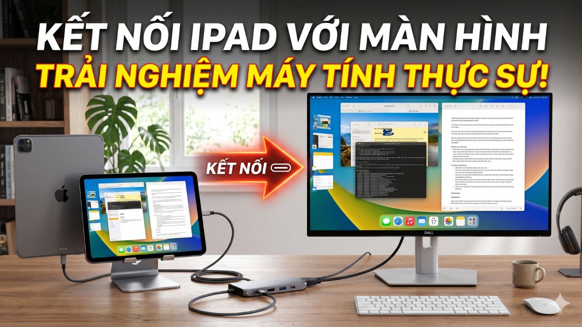 Cách kết nối iPad với màn hình máy tính đơn giản, nhanh chóng 2026
