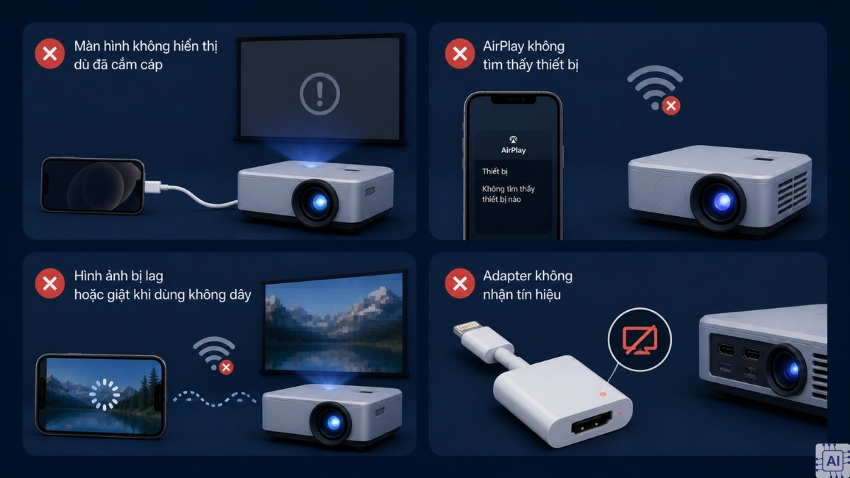 Lỗi thường gặp khi kết nối iPhone với máy chiếu