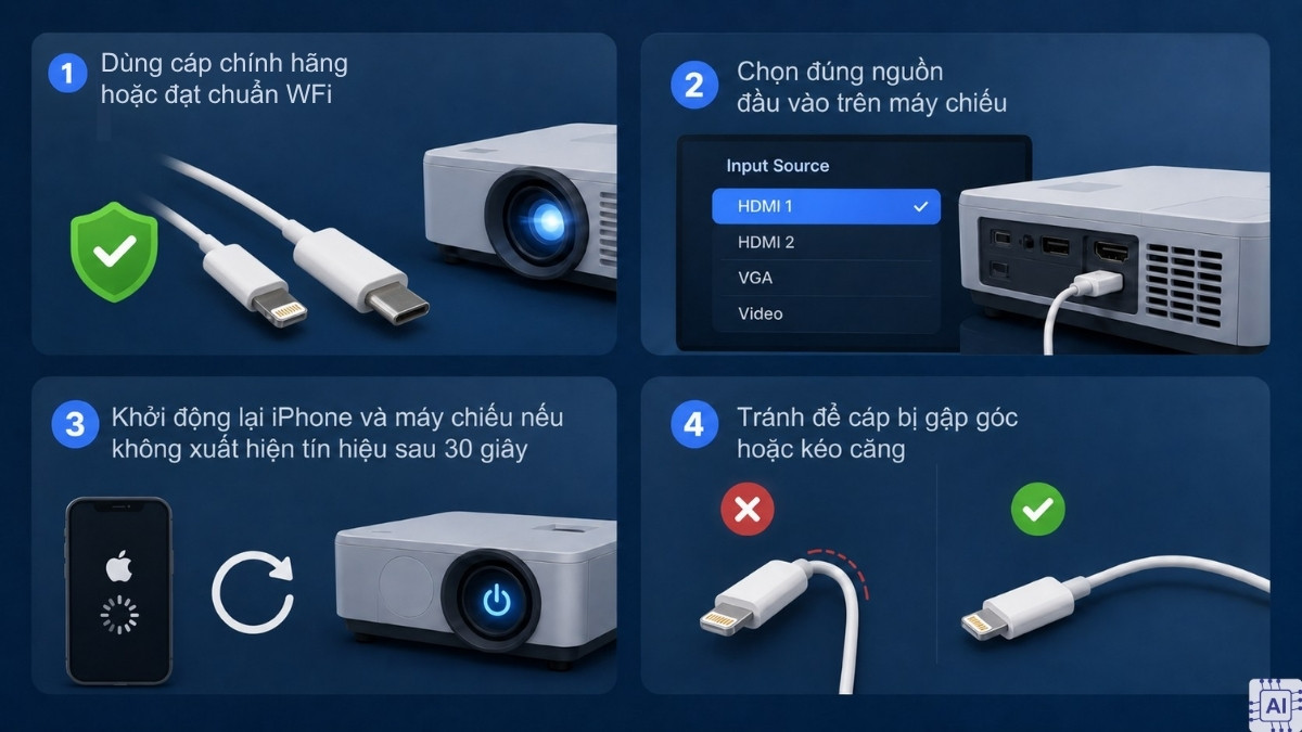 Lưu ý khi kết nối iPhone với máy chiếu 