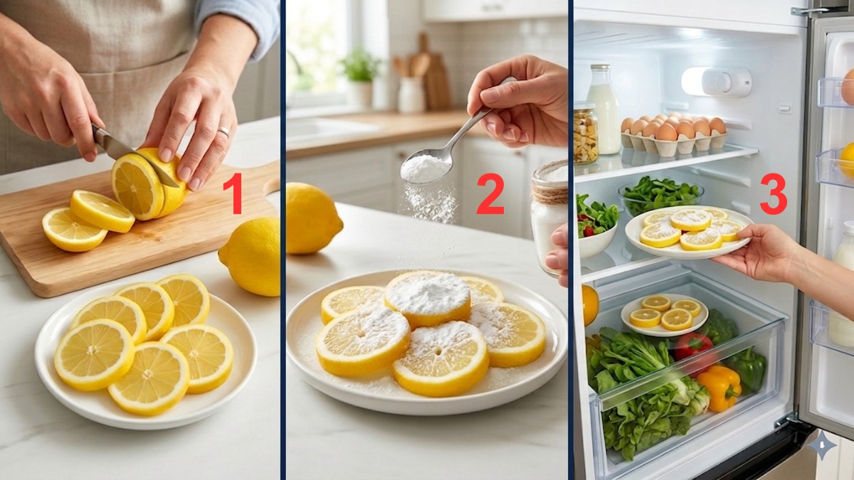 Khử mùi tủ lạnh bằng chanh và baking soda