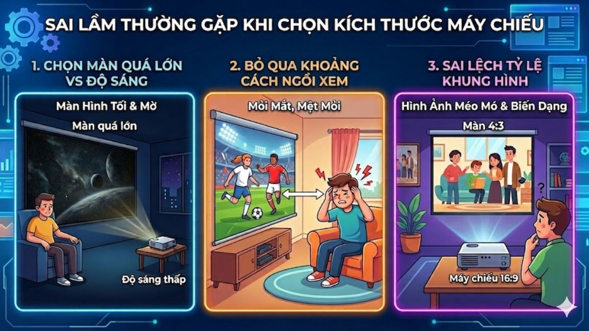 Sai lầm thường gặp khi chọn kích thước máy chiếu