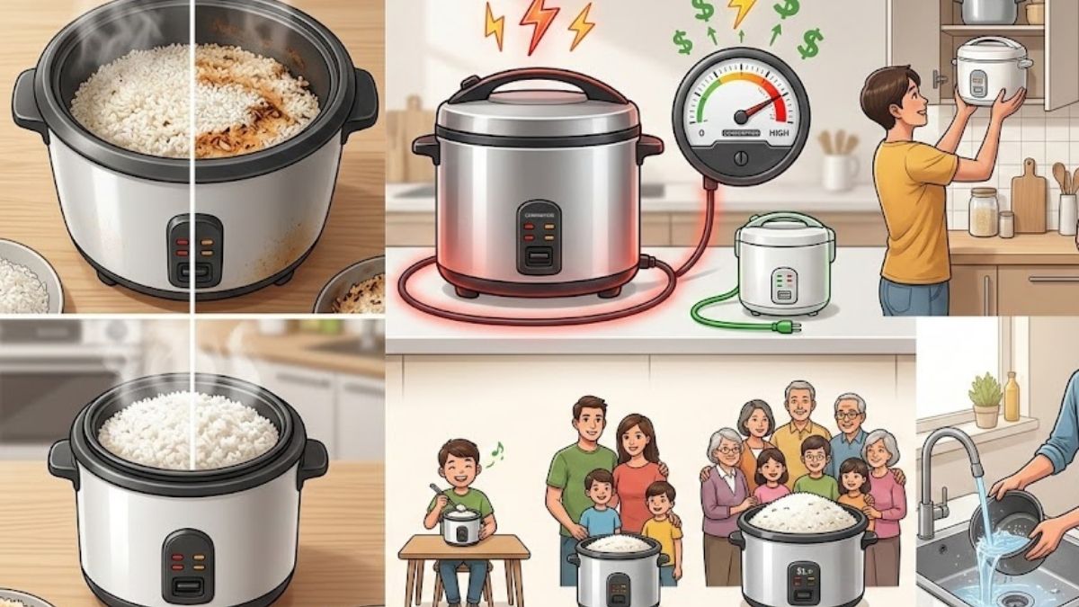 Kích thước nồi cơm điện có ảnh hưởng gì khi sử dụng?