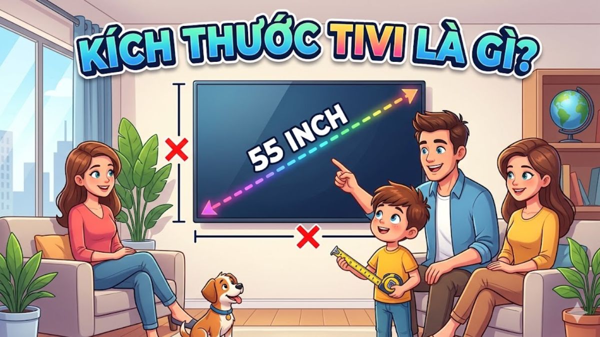 Kích thước của tivi là thông số dùng để chỉ độ dài đường chéo màn hình