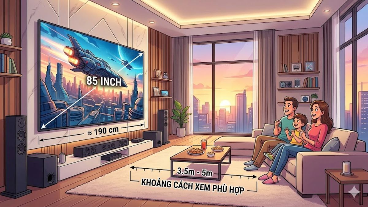 Kích thước tivi 85 inch