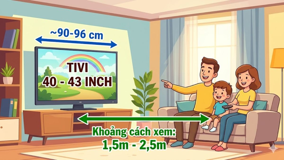 Kích thước tivi 40 - 43 inch