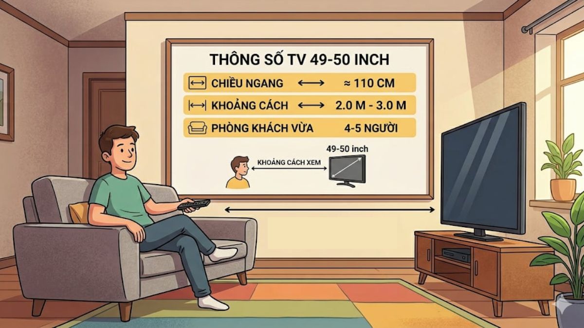 Kích thước tivi 49 - 50 inch