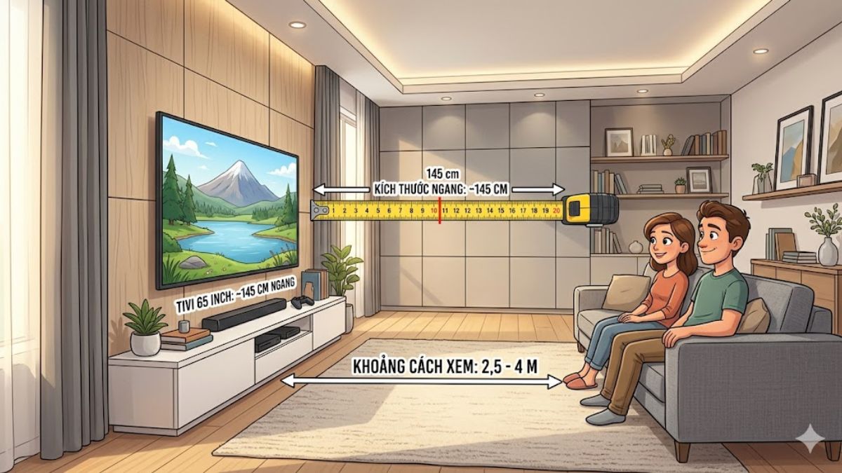Kích thước tivi 65 inch