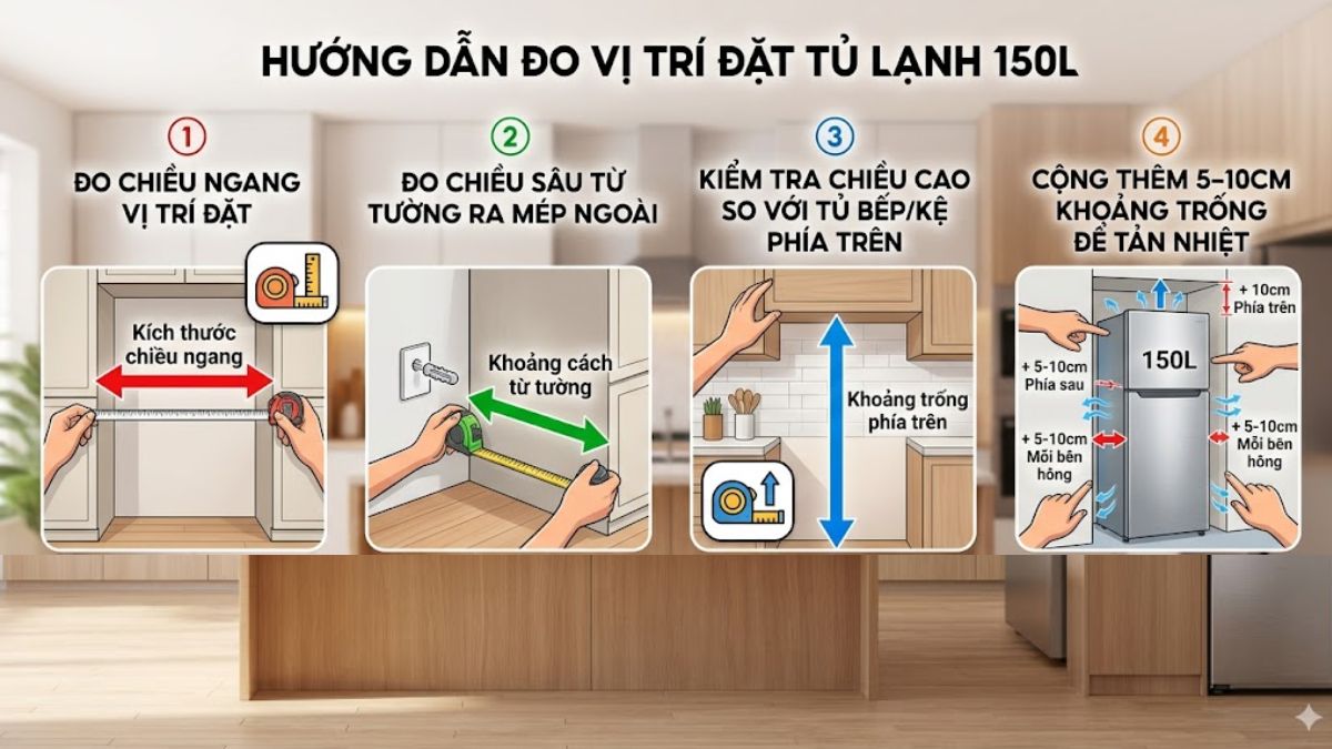 Cách đo kích thước tủ lạnh 150L trước khi mua