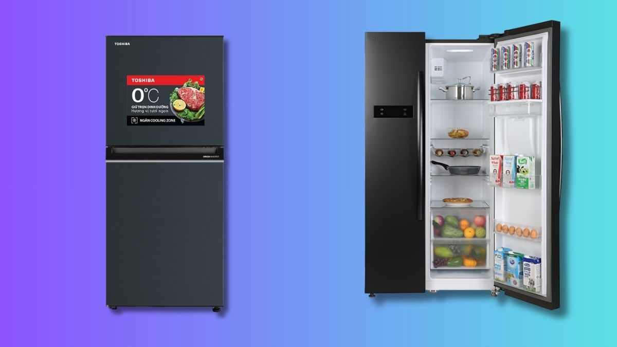 Kích thước tủ lạnh 2 cánh theo thương hiệu: Toshiba