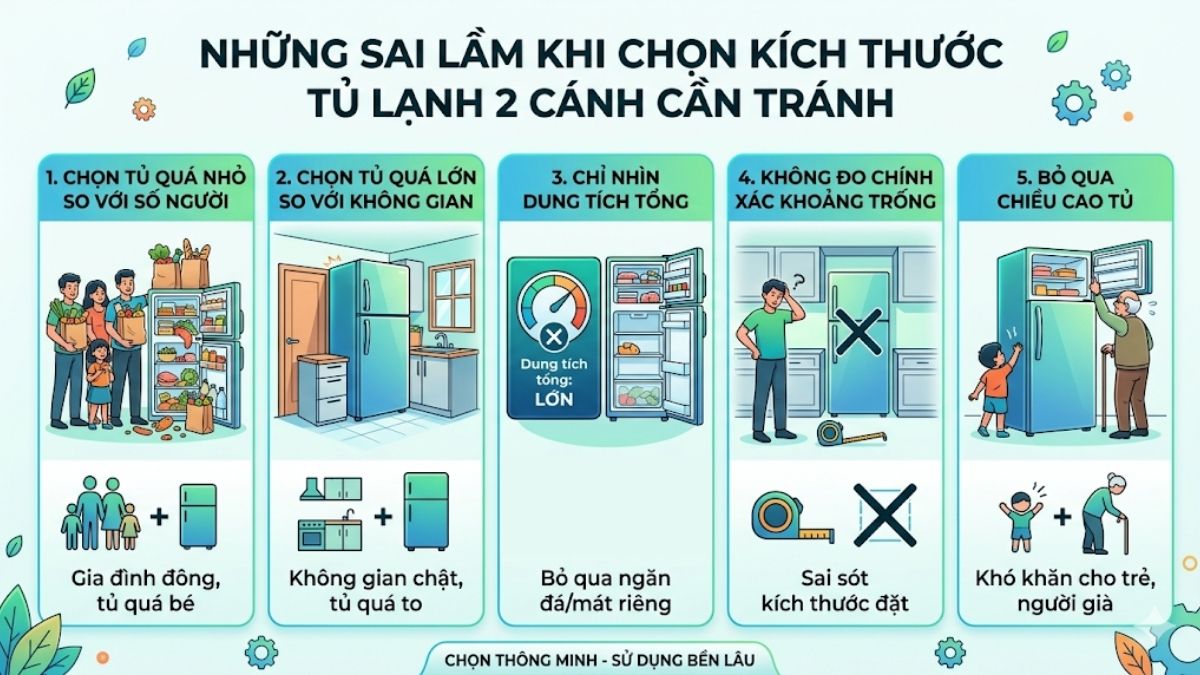 Những sai lầm khi chọn kích thước tủ lạnh 2 cánh cần tránh