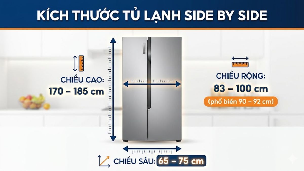 Kích thước tủ lạnh 2  side by side 
