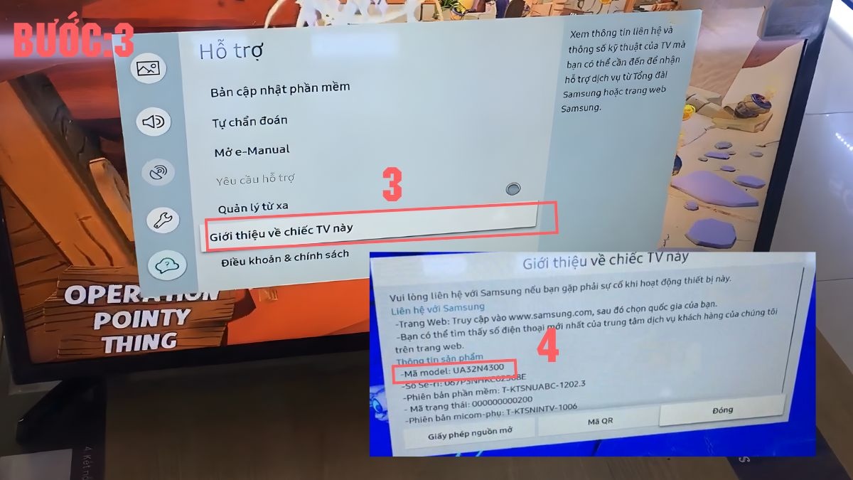 Cách kiểm tra năm sản xuất tivi Samsung trực tiếp trên tivi