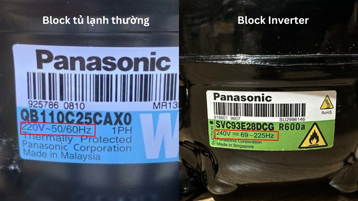 Phân biệt ký hiệu block tủ lạnh thường và inverter