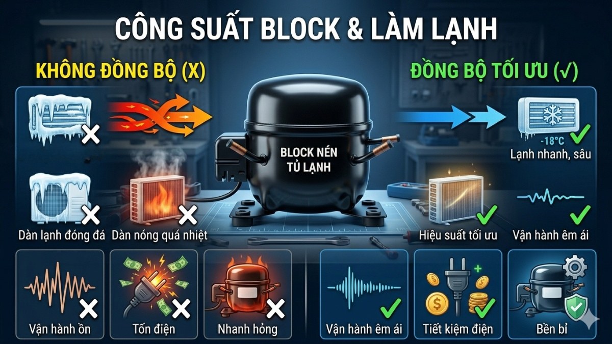 Mối liên hệ giữa ký hiệu block và hiệu suất tủ lạnh