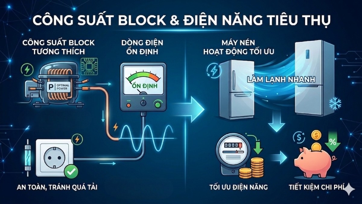 Mối liên hệ giữa ký hiệu block và hiệu suất tủ lạnh