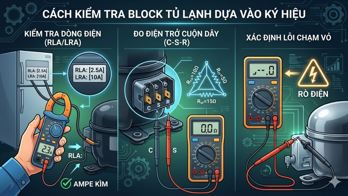 Cách kiểm tra block tủ lạnh còn tốt hay hỏng dựa vào ký hiệu