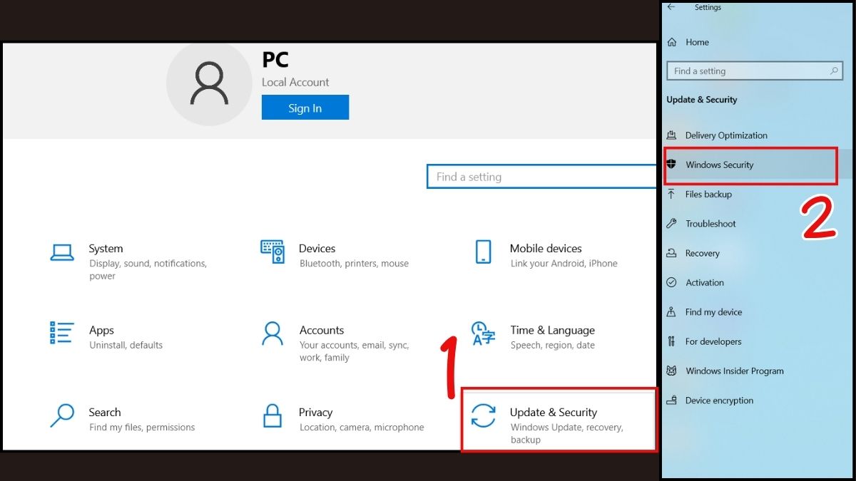 Sửa lỗi laptop bị màn hình xanh: Kích hoạt Windows Defender bước 1