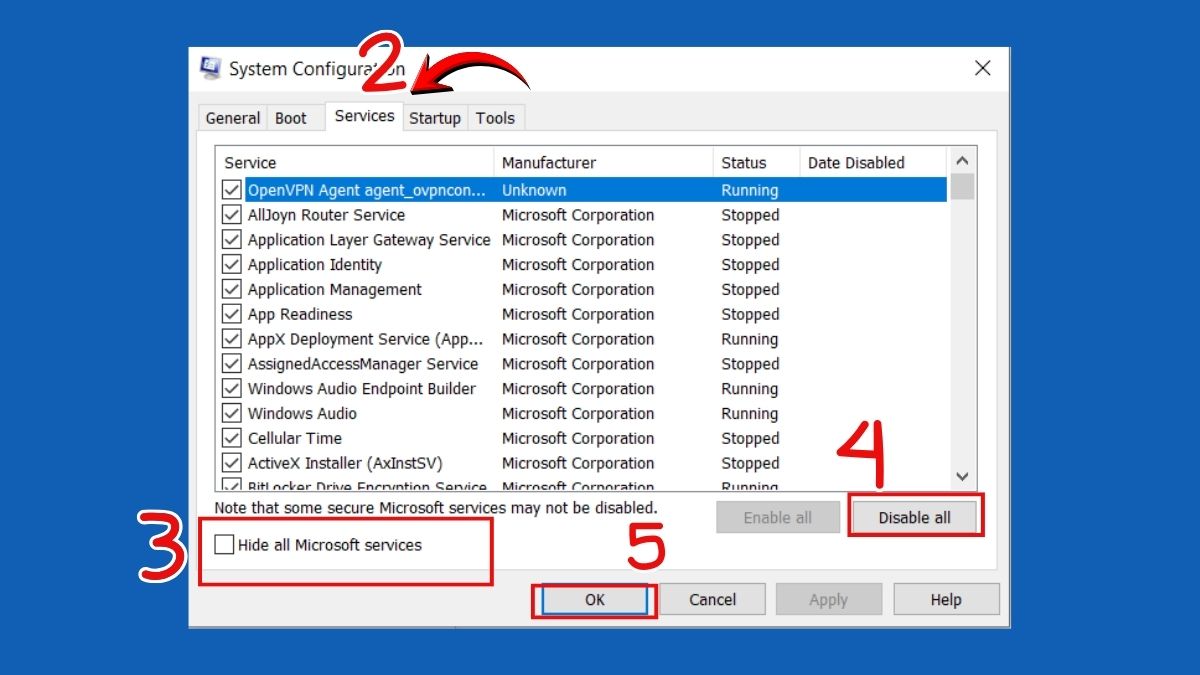 Sửa lỗi laptop bị màn hình xanh: Clean Boot bước 2