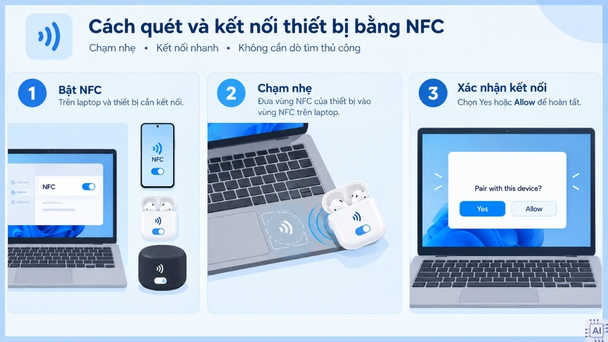Cách bật và sử dụng NFC trên laptop