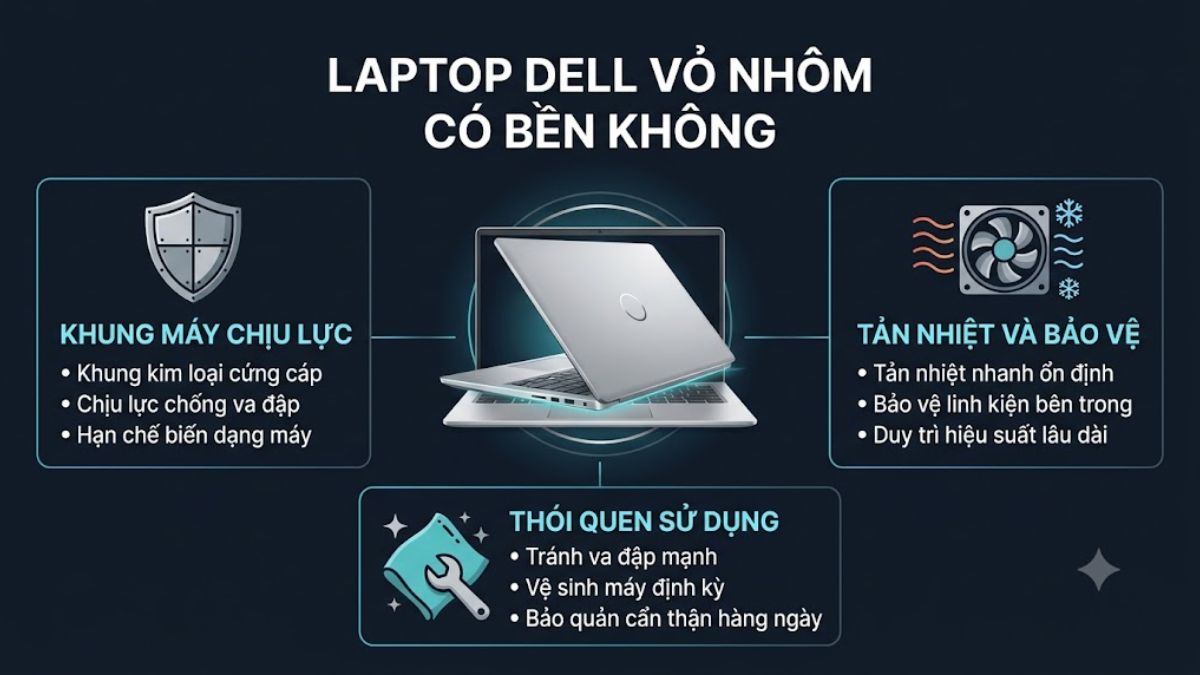 Vỏ nhôm có giúp laptop Dell bền hơn không?