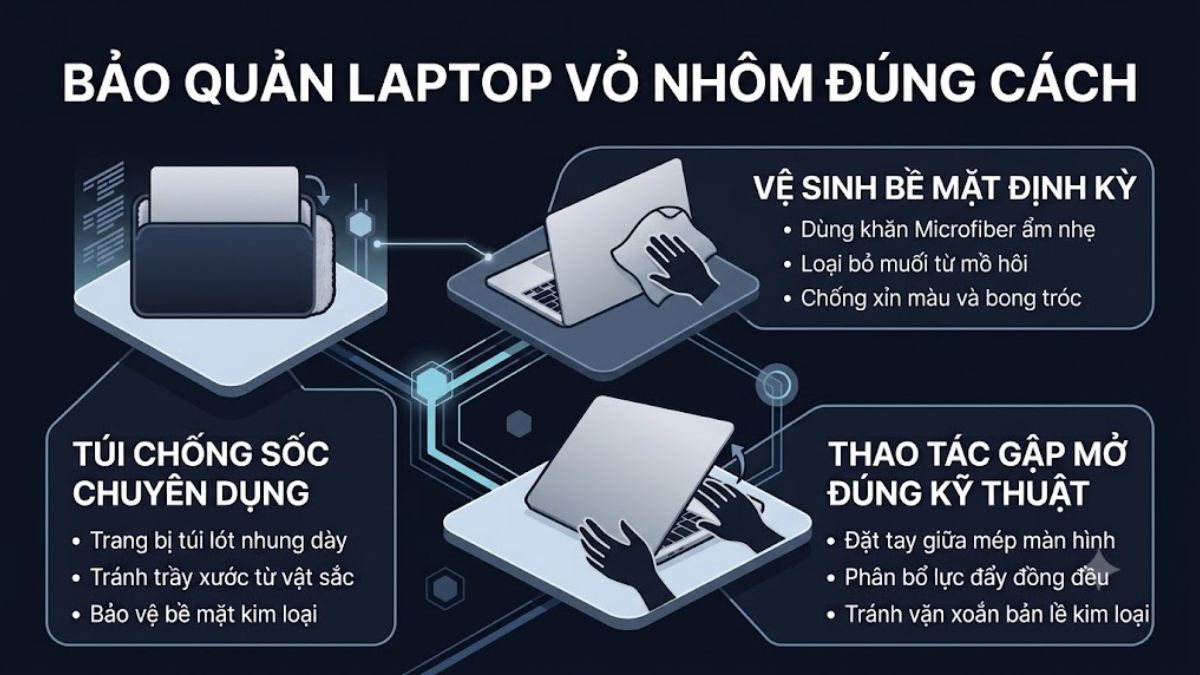 Cách bảo quản laptop Dell vỏ nhôm khi sử dụng hằng ngày