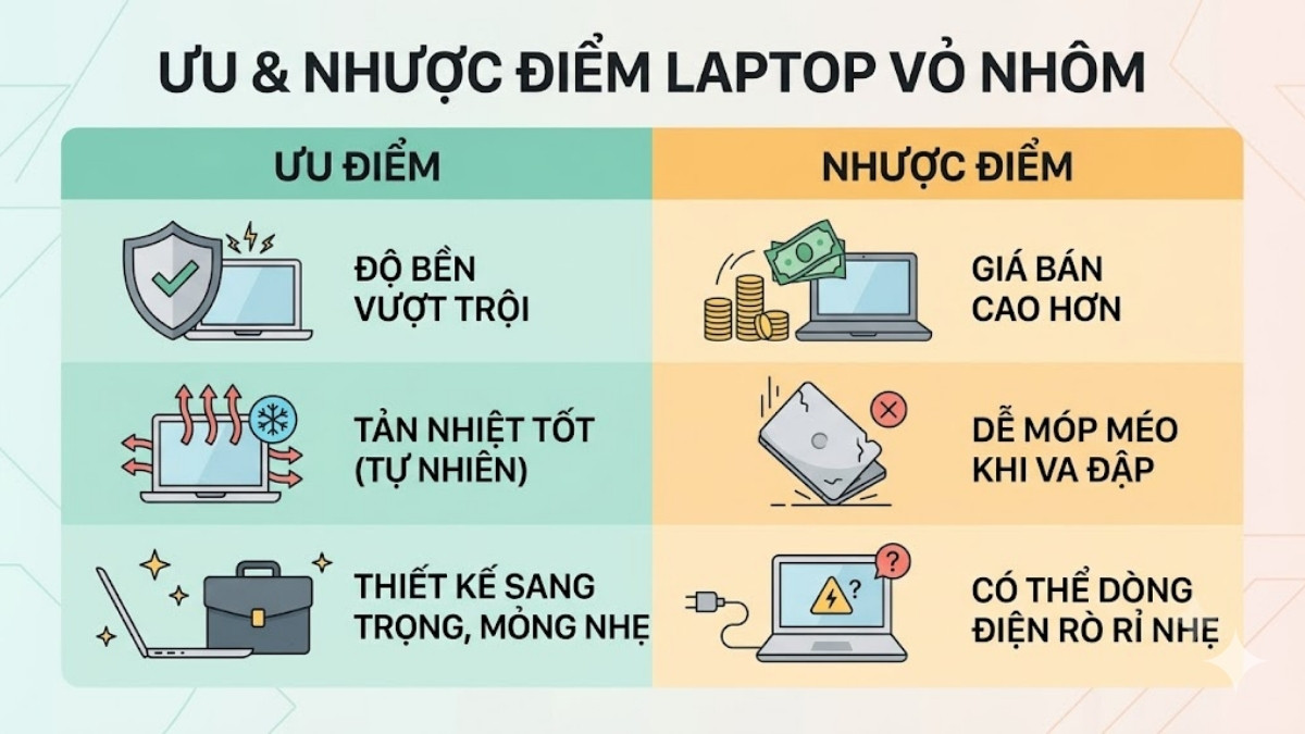 Ưu và nhược điểm khi sử dụng laptop HP vỏ nhôm