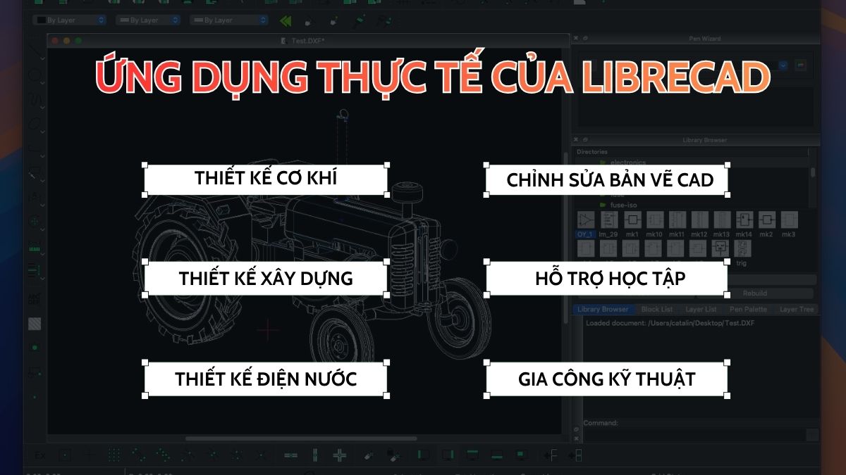 LibreCAD được ứng dụng trong nhiều lĩnh vực thiết kế kỹ thuật