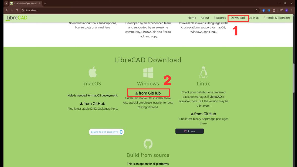 Hướng dẫn tải và cài đặt LibreCAD windows bước 1