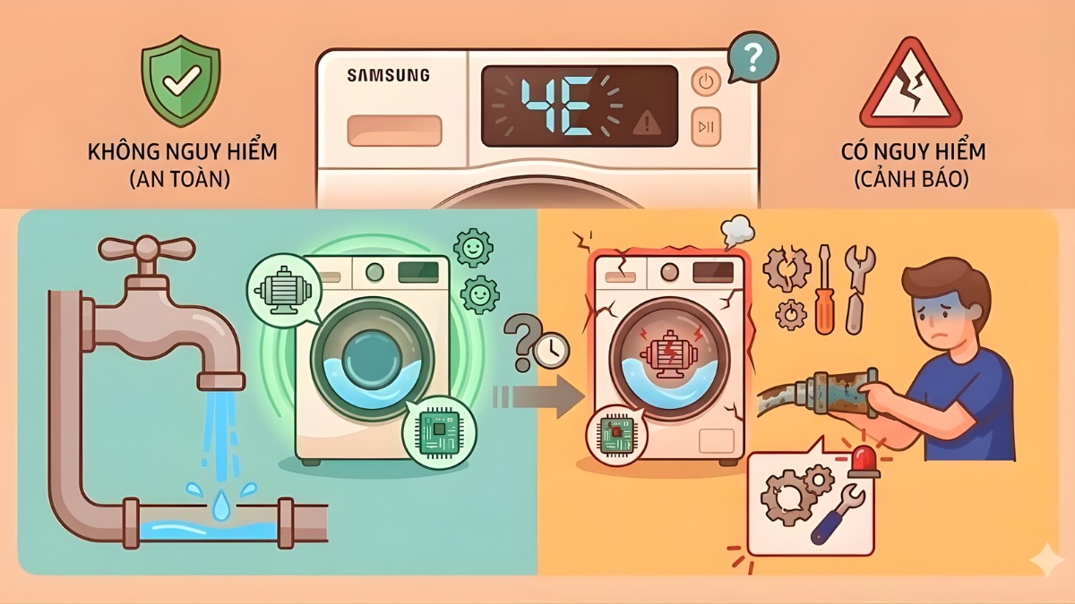 Lỗi 4E của máy giặt Samsung thường không quá nguy hiểm