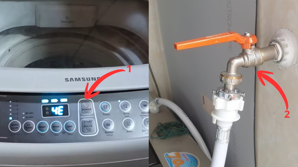 khắc phục lỗi 4E máy giặt Samsung: Vệ sinh lưới lọc van cấp nước bước 1