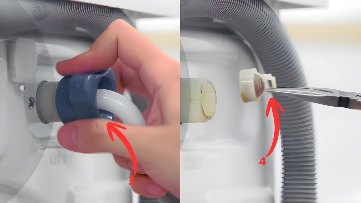 khắc phục lỗi 4E máy giặt Samsung: Vệ sinh lưới lọc van cấp nước bước 2