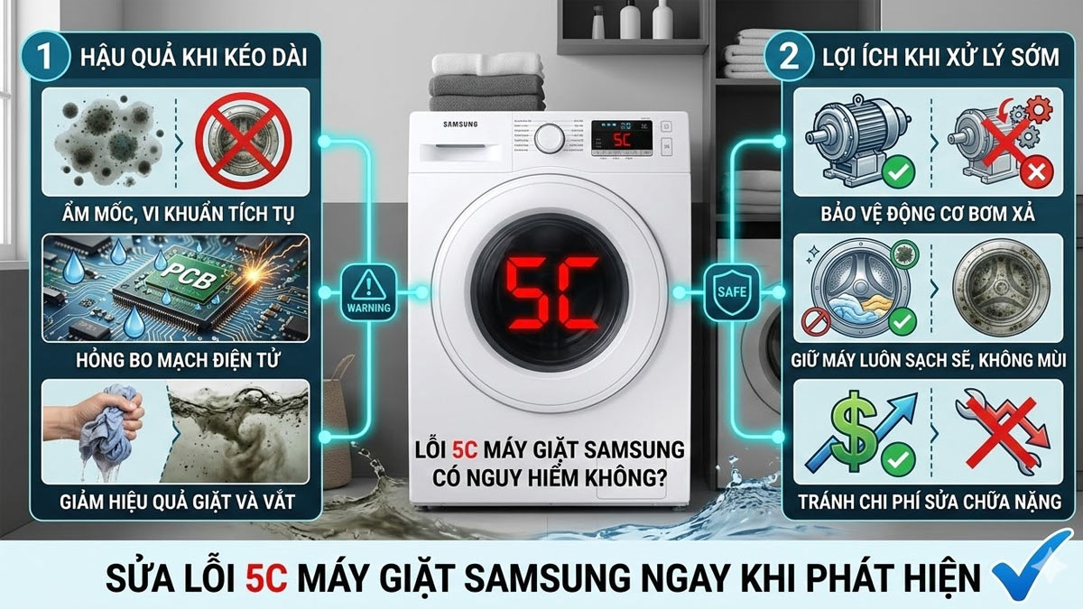 Máy giặt Samsung báo lỗi 5C thường không quá nguy hiểm 