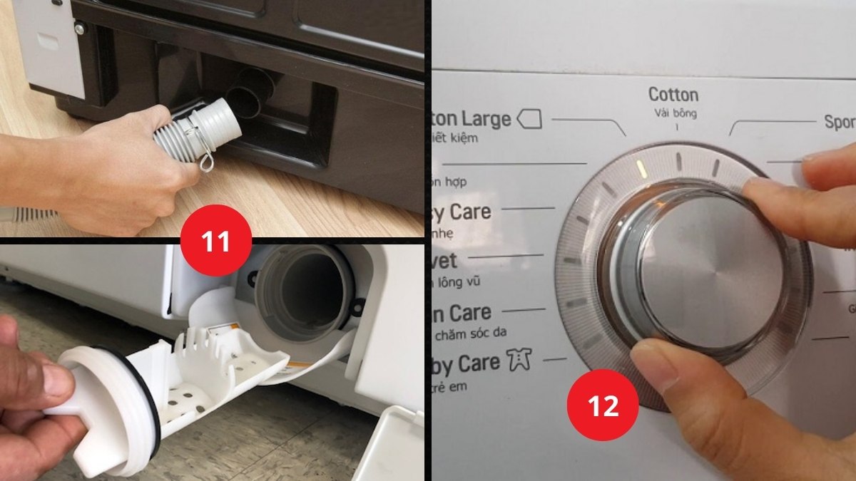 Cách khắc phục lỗi 5UD máy giặt Samsung: Kiểm tra và làm sạch ống xả