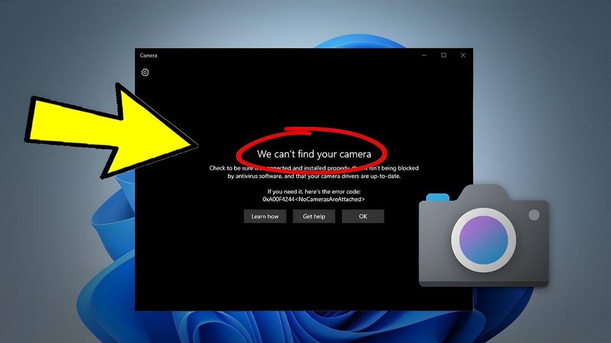 Camera laptop báo lỗi 0xa00f4244