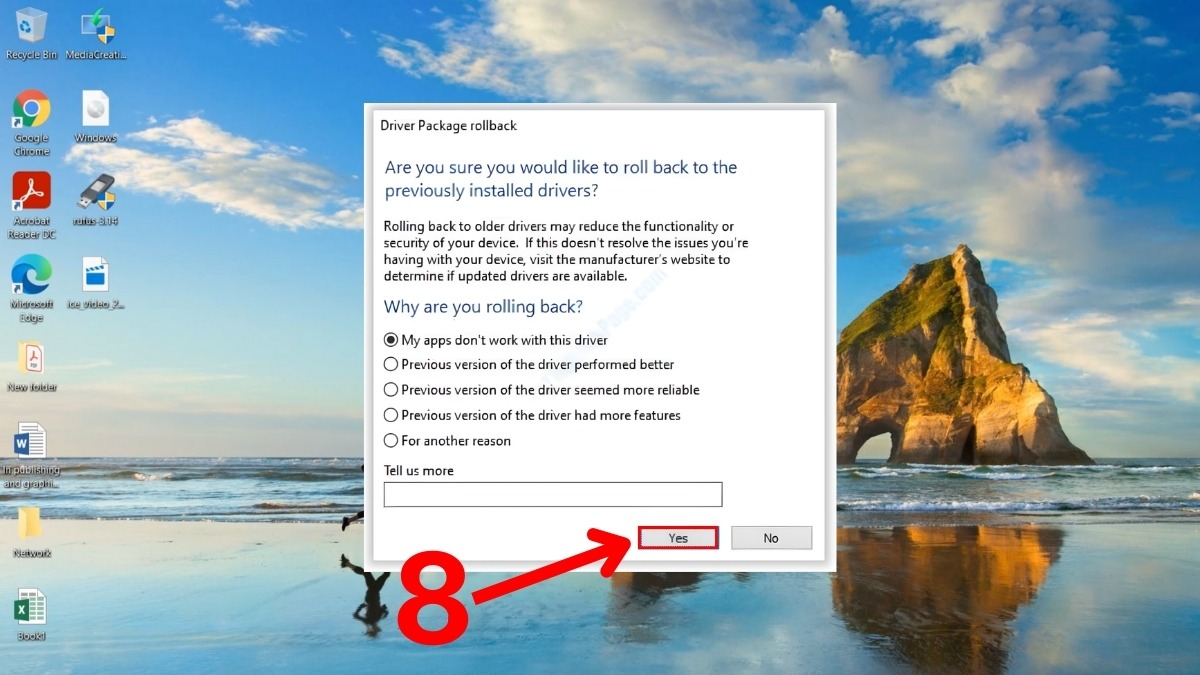 Sửa lỗi camera laptop: Khôi phục Driver camera về phiên bản trước bước 4