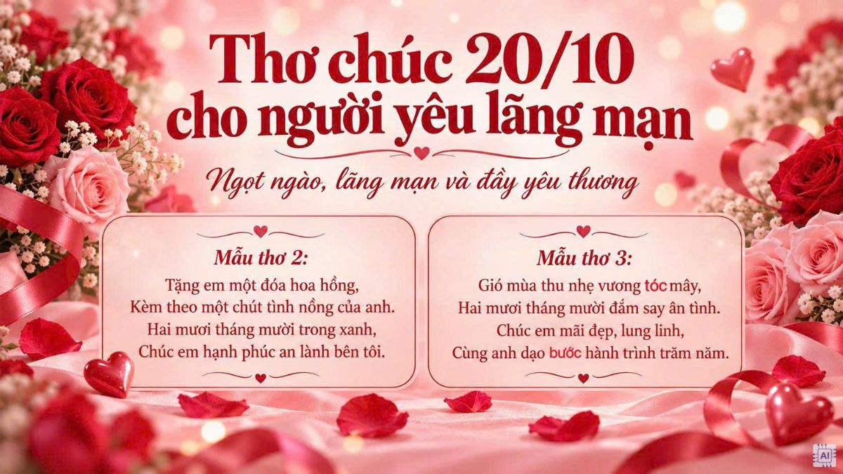 Thơ chúc 20/10 hay cho người yêu lãng mạn