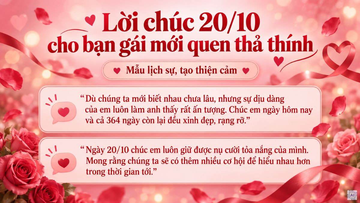 Câu chúc 20/10 hay cho người yêu mới quen 