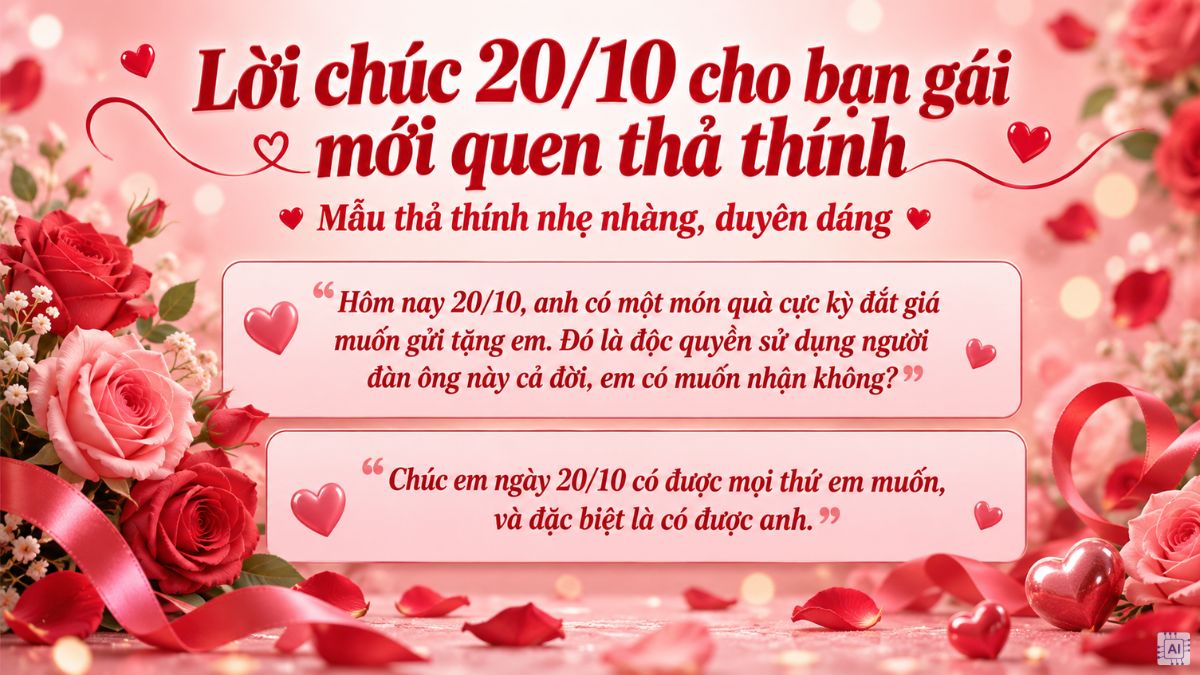 Câu chúc 20/10 hay cho người yêu mới quen 