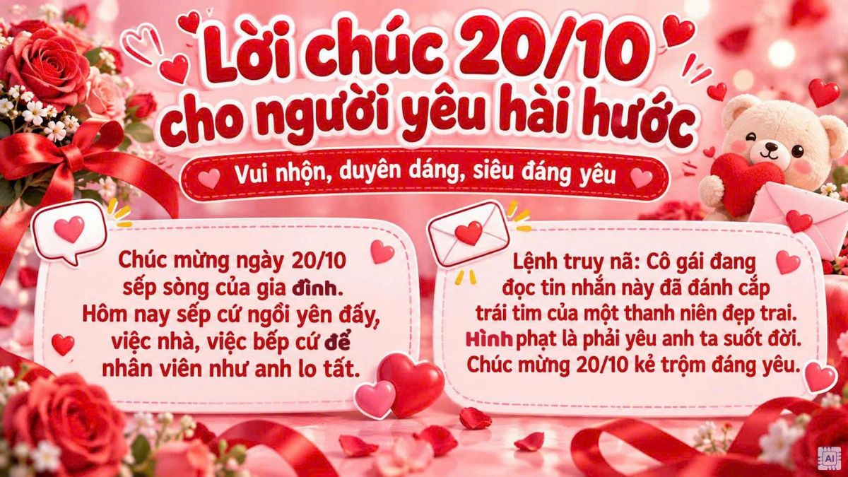 Câu chúc 20/10 hay cho người yêu hài hước