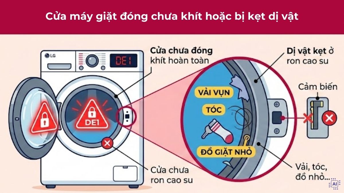 Nguyên nhân gây ra lỗi DE1 máy giặt LG