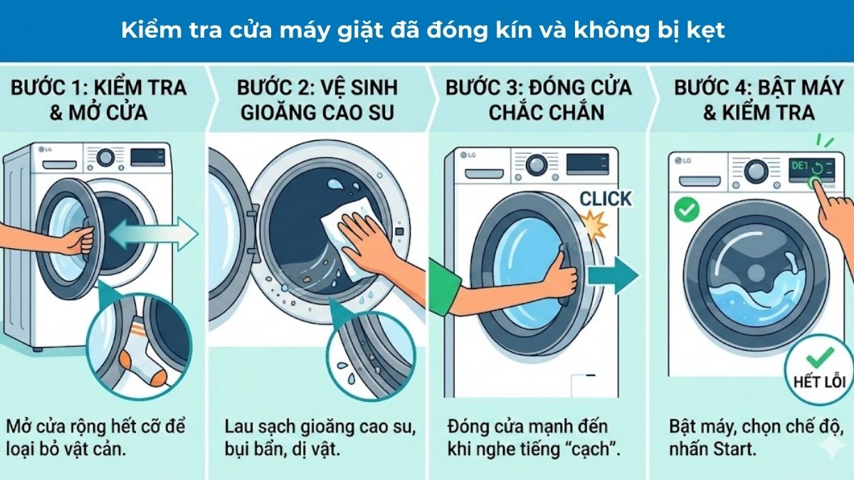 Cách kiểm tra và khắc phục lỗi DE1 máy giặt LG tại nhà