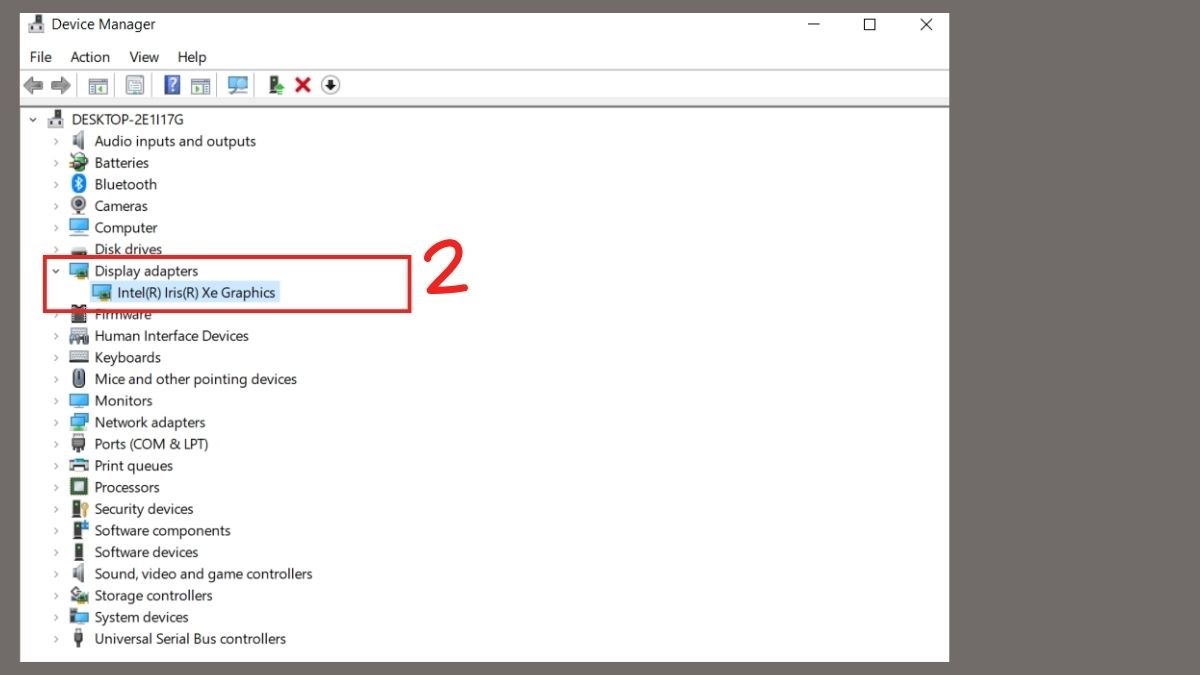Khắc phục lỗi màn hình đen Win 10: Cập nhật driver card đồ họa bước 2